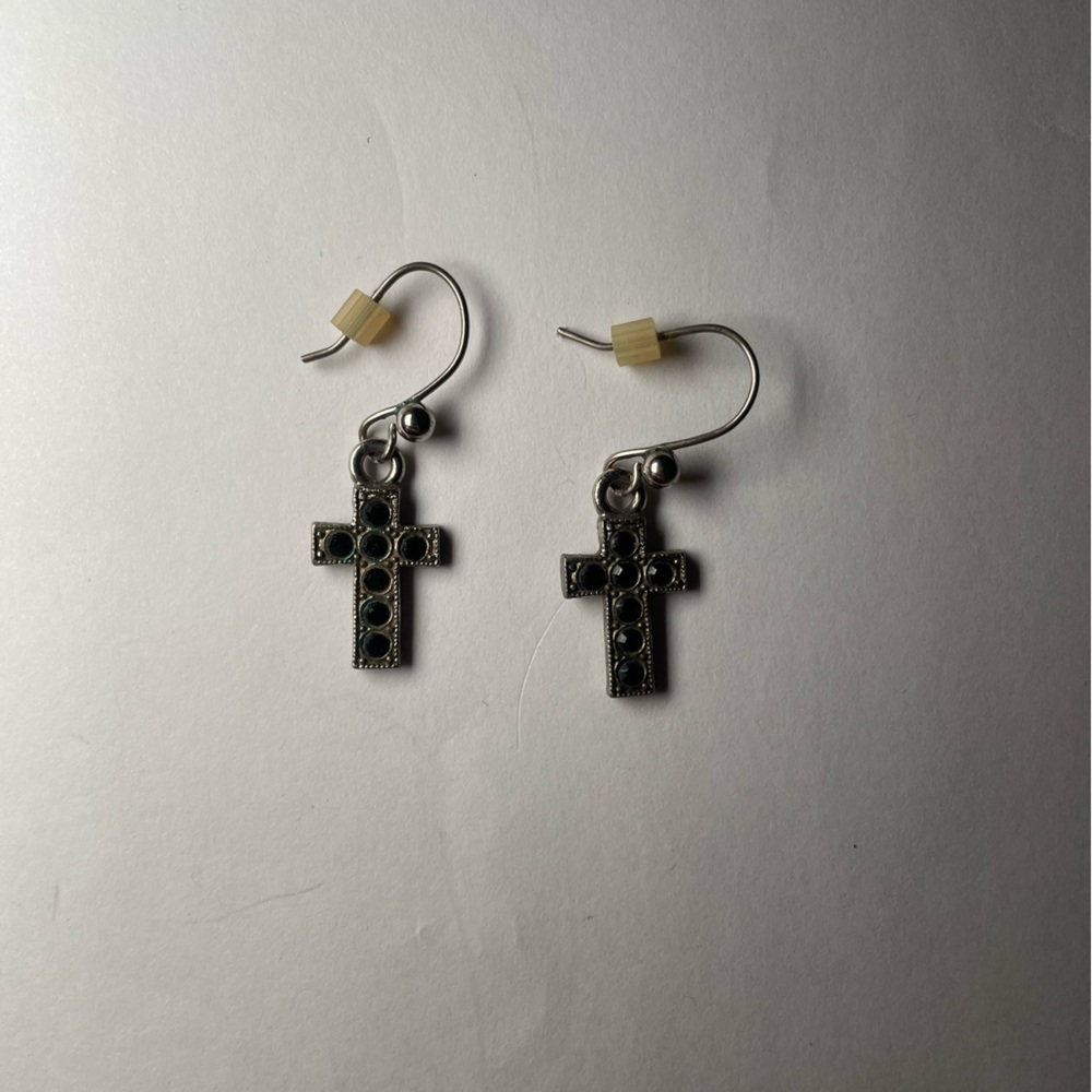 Silver Minimalist Cross Earrings